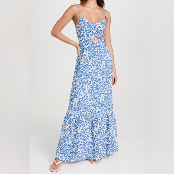 Z Supply Dresses & Skirts - Z Supply Blue and White Floral Cutout Maxi Dress